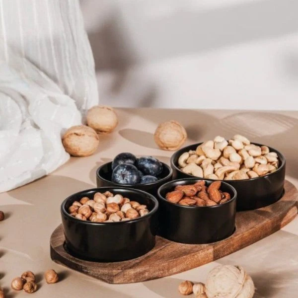 Менажница 4 секции 90/90/135/200мл керамика на дер.подставке 28*16*1,5см Alturo ALT-02 (12)