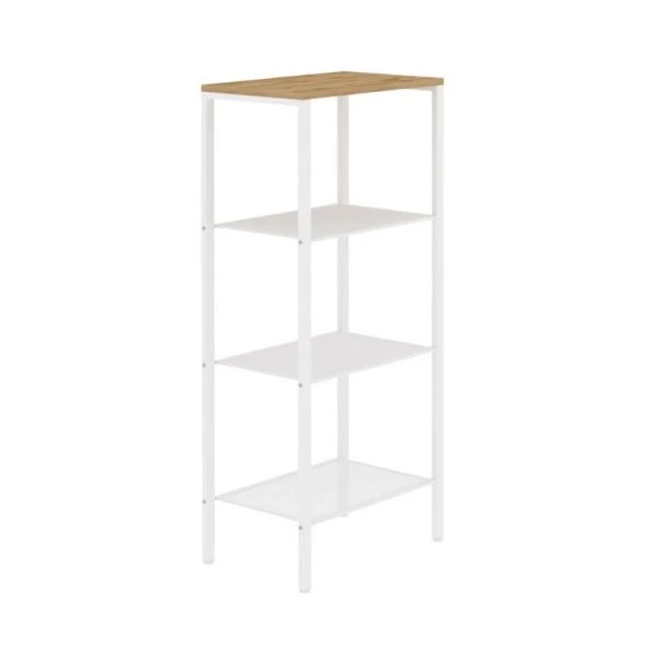 Стеллаж 4 полки 47*30*114см металл ТОРОНТО 14 каркас белый, верхняя полка ЛДСП (1)