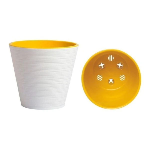 Горшок цветочный 6л 22,5*21,5см пластик КОНУС с вкладкой белый (9)