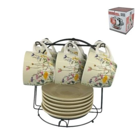 Чайный набор фарфор 12пр 240мл на мет.подставке (4)