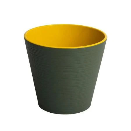 Горшок цветочный 1,3л 14,5см пластик КОНУС с вкладкой нефрит (23)