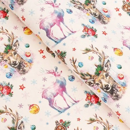 Бумага упаковочная новогодняя крафт 70*100см Олени (10)