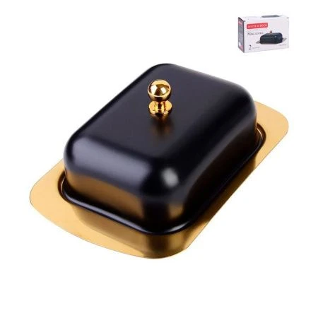 Масленка 18,7*12*6,5см нерж.сталь черный/золото MB40501 (24)