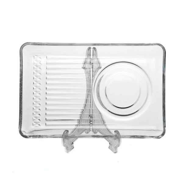 Чайные блюдца набор 2шт 18,4*12см стекло ЭЛИЗИЯ прямоугольные (36)