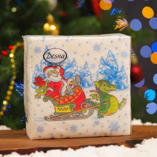 Салфетки бумажные Desna Design 40шт. однослойные 25*25 Новый год к нам мчится (32)