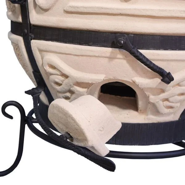 Тандыр 82л глина Поручик с поворотной крышкой, термометром, с подставкой (1)