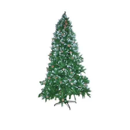 Елка искусственная 180см ЗАСНЕЖЕННАЯ с шишками 918 веток 6см pvc JC-14504/YR026W (1)