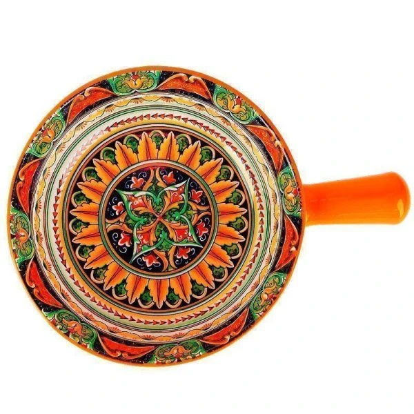 Кокотница с ручкой 22*16см фарфор ARABESQUE оранжевый подар.уп. (36)