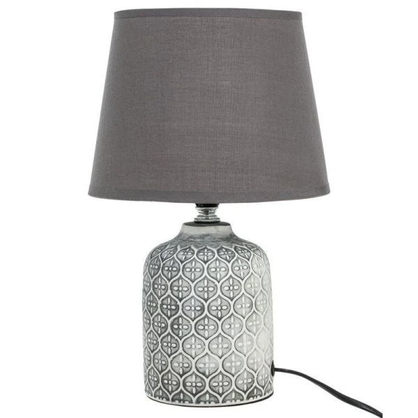 Лампа настольная с абажуром керамика серая 20*32см Е14 шнур 1м (36)