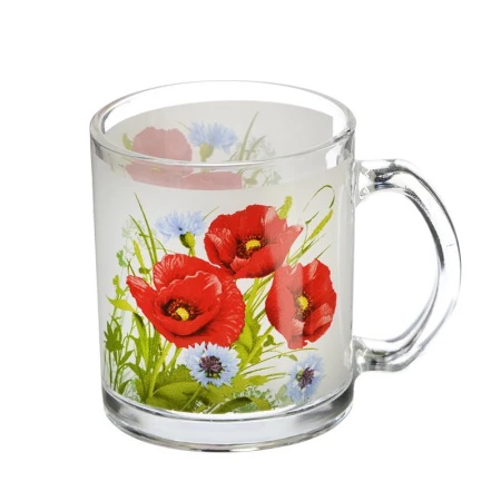 Кружка 270мл стекло МАКОВОЕ ЦВЕТЕНИЕ S2348 (48)