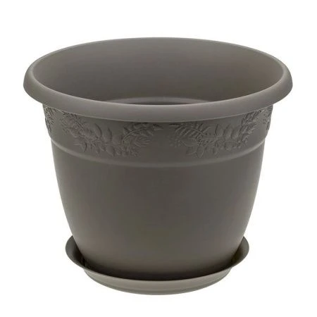 Кашпо 1,4л d160мм  пластик РЯБИНА с поддоном французcкий серый (20)