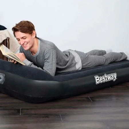 Матрас надувной одноместный флок ПВХ Twin 188*99*30см со встр.насосом, до 150кг 67556 (3/4)