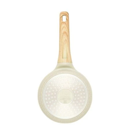 Ковш 1,3л h7,9см алюминий АП RAN со стекл.крышкой и силик.ободком 16см индукция бежевый (6)