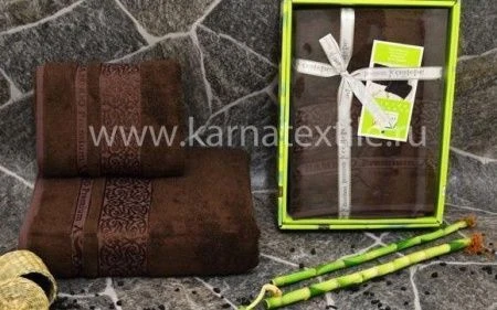 яяяНабор полотенец 2пр 50*90/70*140 бамбук Cestepe PREMIUM (Темно-коричневый)