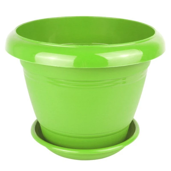 Горшок цветочный 3,3л d22см пластик ФЕСТОНА с поддоном зеленый 5PL0063 (24)