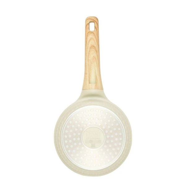 Ковш 1,3л h7,9см алюминий АП RAN со стекл.крышкой и силик.ободком 16см индукция бежевый (6)