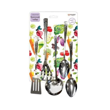 Набор кухонных принадлежностей 5пр нерж.сталь на подвесе 20С011929 (8)