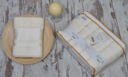 яяяПолотенце 70*140 бамбук Karna PREMIUM 1-1 (Кремовый)