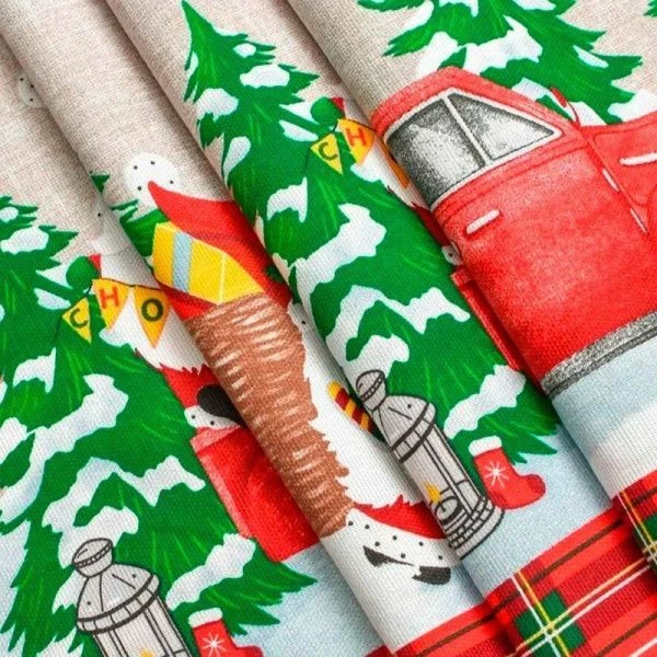 Скатерть кухонная 145*220см рогожка Sonnet рис. Новогодние приключения