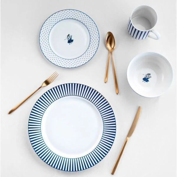 Тарелка глубокая 22см фарфор Teatro синий суповая TET-34-B