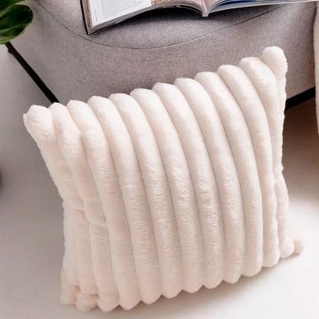 Наволочка декоративная 40*60см велсофт 300GSM полоска 2,5мм белая JC-17909 (50)