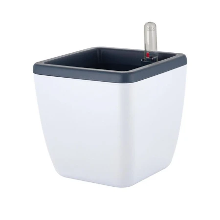 Горшок для цветов 1,5л пластик Munchen с вставкой 850мл квадратный с автопол. белоснежный жасмин (6)