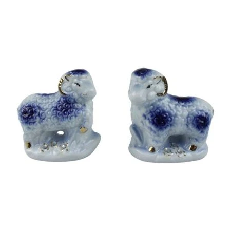 Фигурка Барашки кобальт с золотом со стразами керамика 14*5*5см в ассортименте