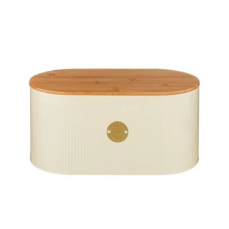 яяяХлебница окрашенная нерж.сталь 34*18*15см бамбук.крышкой-доской Арктик (8)