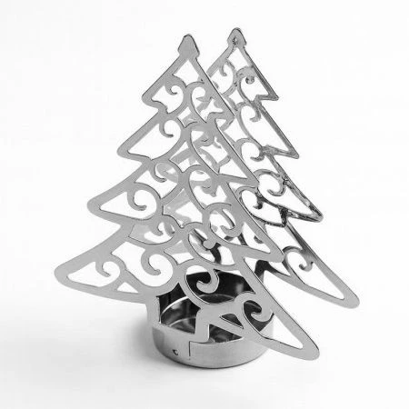 Подсвечник новогодний ЕЛКА 10*9*4см металл серебро LF-1001ST2/JC-16319 (320)