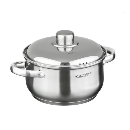 Кастрюля 1л нерж.сталь ГРЕТТА d16см толщина стенок 0,4мм мет.крышка индукция КТ04-D-14М (8)