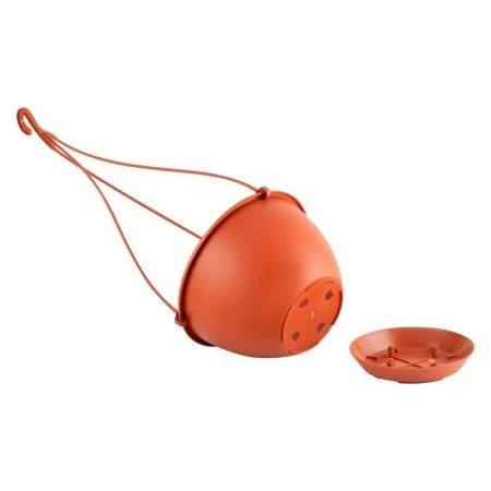 Кашпо подвесное 1,5л d185мм пластик Athena c поддоном терракотовый (16)