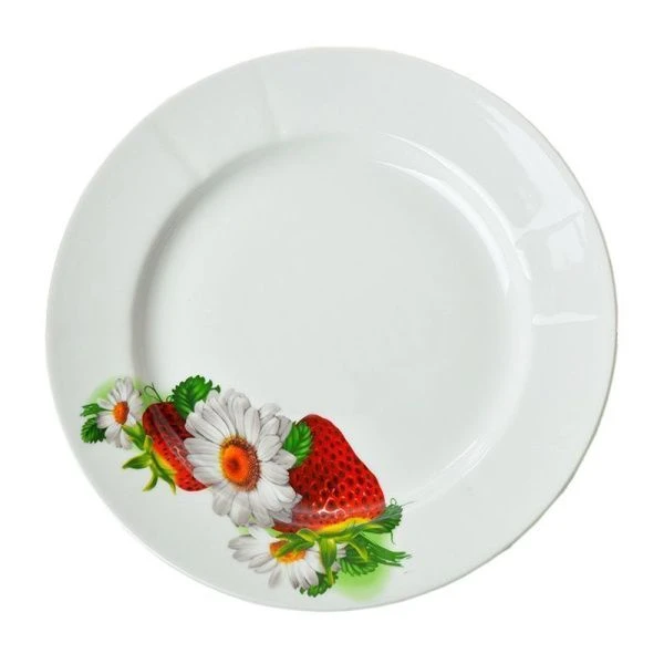 Тарелка мелкая 24см фарфор СОЧНАЯ КЛУБНИКА (12)