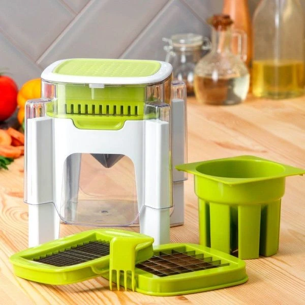 Овощерезка универсальная "Fresh cook" 3-мя насадками и пушером, цвет бело-зеленый  1554974