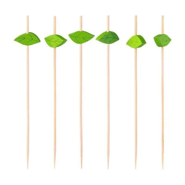 Шпажки для канапе 12см 100шт бамбук Листок  в пакете PATERRA (50)
