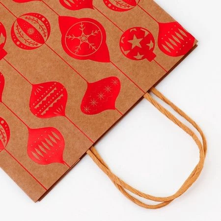 Пакет крафт с  тиснением, круглая ручка, Ёлочные игрушки  21 х 27 х 11 см, 120 г   10574023 Пакет крафт с  тиснением, круглая ручка, Ёлочные игрушки  21 х 27 х 11 см, 120 г   10574023