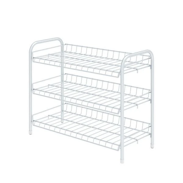 Полка для обуви 3 секции 660*280*520мм металл белая матовая ЭТ5 (1)