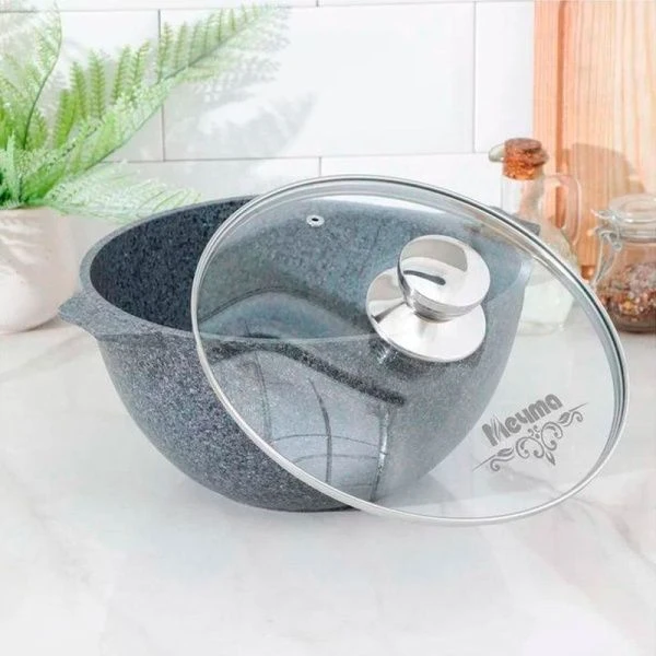 Кастрюля 4л алюминий АП PREMIUM GREY стекл.крышка 24см (5)