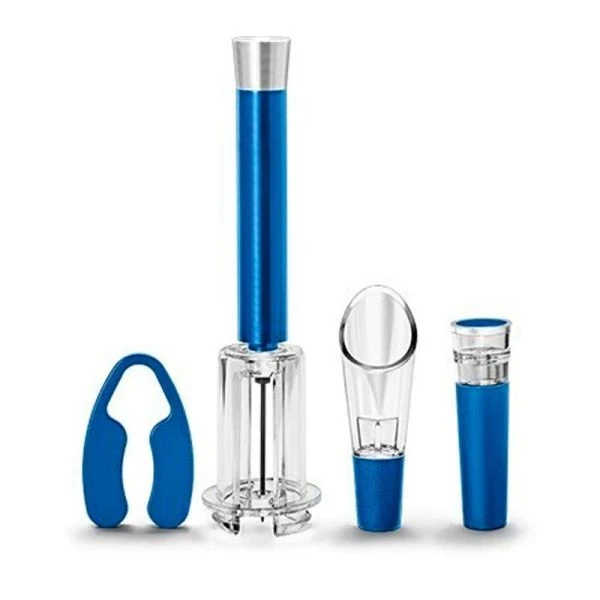 Набор для вина 4пр (аэратор, пробка, срезатель фольги, штопор) Teatro синий TET-13