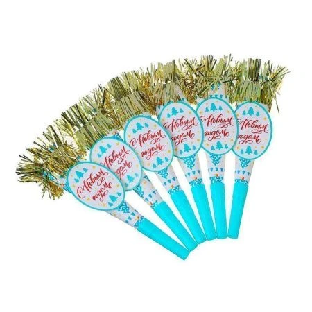 Гудки с новогодним декором, 6 шт, 19,5 см, пластик