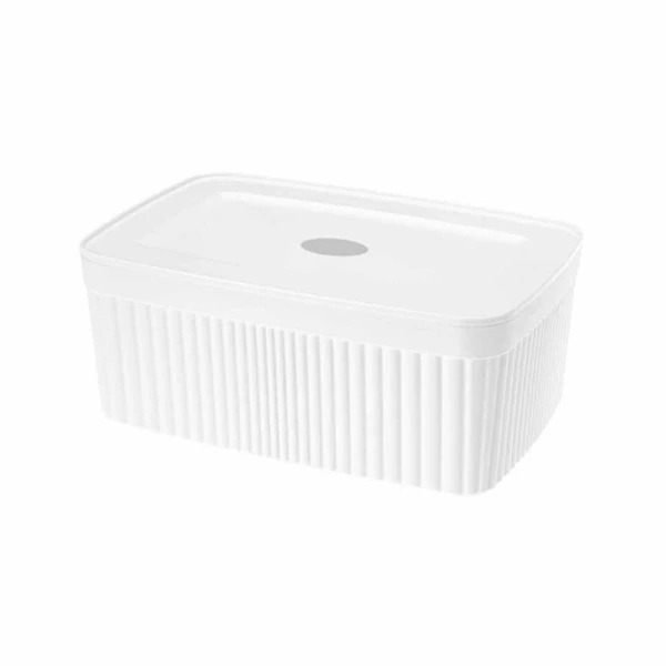 Корзинка 2,5л 230*150*90мм пластик VELVET белый с крышкой (12)