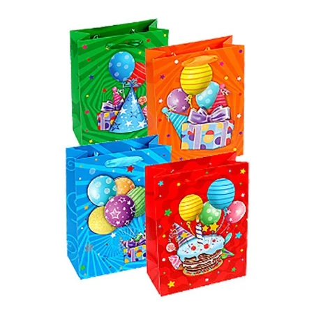 Пакет бумажный 17,5*23,5*8см вертикальный Шарик-пати микс 012/808 (12/240)