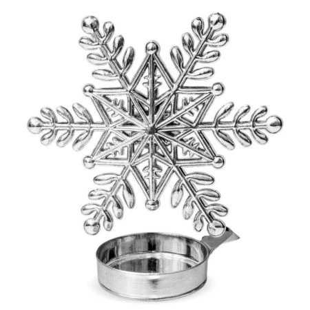 Подсвечник новогодний СНЕЖИНКА 10*10*8см металл серебро LF-DA482ST/JC-16311 (288)
