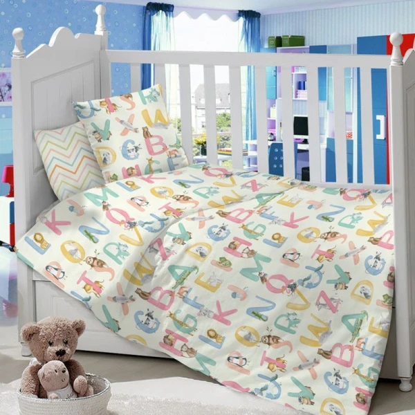 КПБ детский сатин 100%хлопок Lime Time BABY TIME (простыня на резинке, нав.40*60) рис. Алфавит КПБ детский сатин 100%хлопок Lime Time BABY TIME (простыня на резинке, нав.40*60) рис. Алфавит