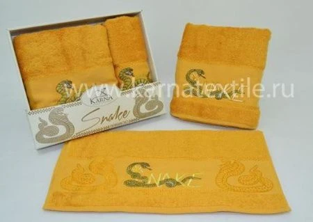 яяяНабор полотенец 2пр 50*90/70*140 бамбук Karna SARGON (Горчичный)