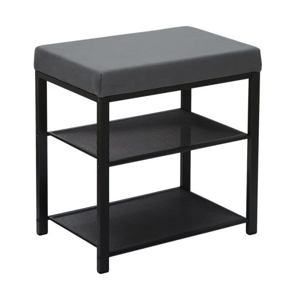 Полка для обуви 3 секции 47*30*49см металл ТОРОНТО 13S каркас графит сиденье ткань серая (1)