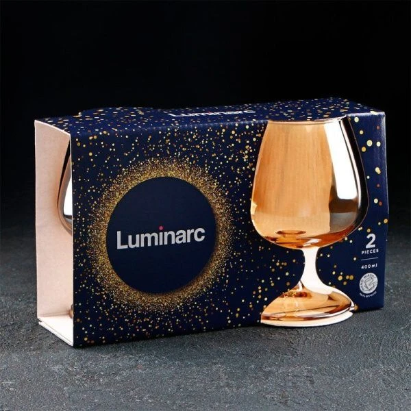 Бокалы для коньяка набор 2шт 400мл стекло ЗОЛОТОЙ МЕД (4/6)