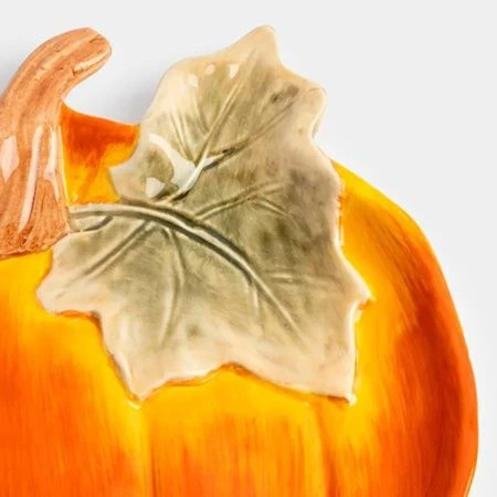 Блюдо сервировочное 22см керамика Тыква Bright pumpkin оранжево-зеленое ANLAF-FDWS-031224-4