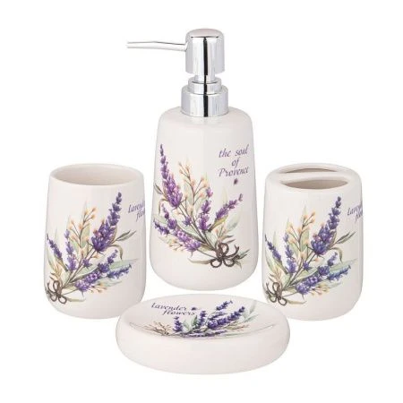 Набор для ванной комнаты 4пр (дозатор, мыльница, стакан, подставка для зуб.щеток) керам ДУША ПРОВАНСА