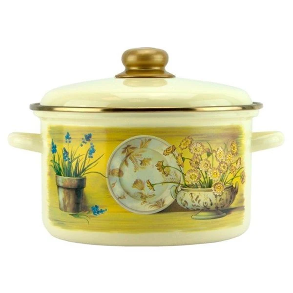 Кастрюля 4л эмаль КАНТРИ ванильная с рис. 21-Б1614/6 (4)