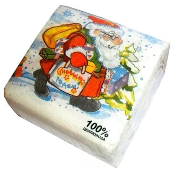 Салфетки бумажные СНЕЖИНКА 50шт. 24*24см Дед Мороз С,С,1,50, ЦС (20)
